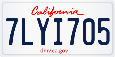 CA license plate 7LYI705