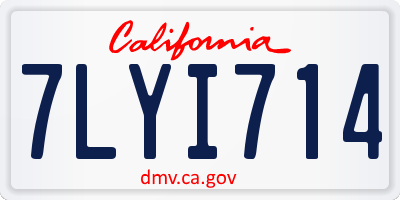 CA license plate 7LYI714