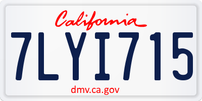 CA license plate 7LYI715