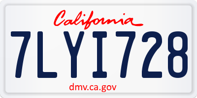 CA license plate 7LYI728
