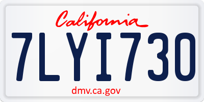 CA license plate 7LYI730