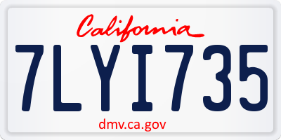 CA license plate 7LYI735