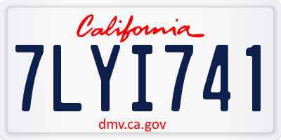 CA license plate 7LYI741