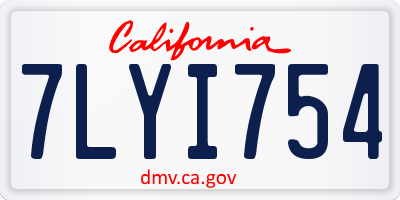 CA license plate 7LYI754