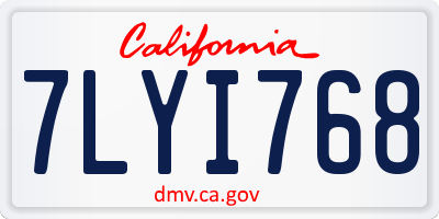 CA license plate 7LYI768