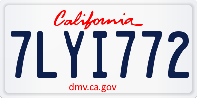 CA license plate 7LYI772