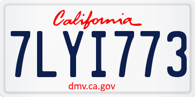 CA license plate 7LYI773