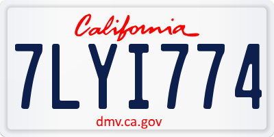 CA license plate 7LYI774