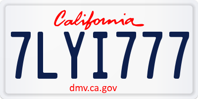 CA license plate 7LYI777