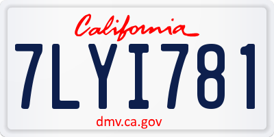 CA license plate 7LYI781