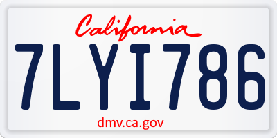 CA license plate 7LYI786