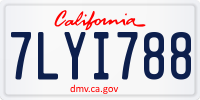 CA license plate 7LYI788