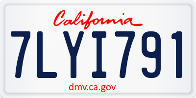 CA license plate 7LYI791