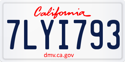 CA license plate 7LYI793