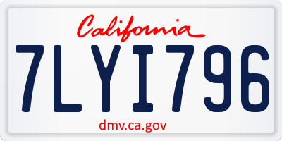 CA license plate 7LYI796