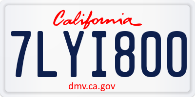 CA license plate 7LYI800