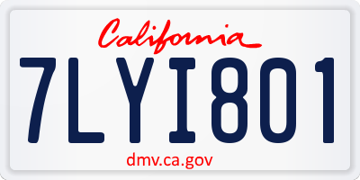 CA license plate 7LYI801