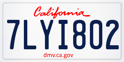 CA license plate 7LYI802