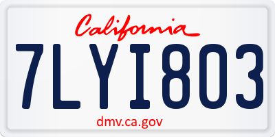 CA license plate 7LYI803