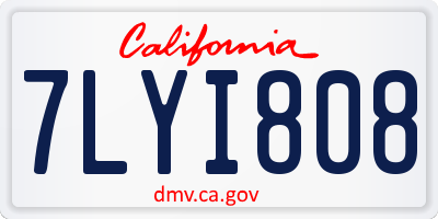 CA license plate 7LYI808