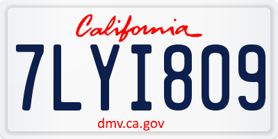 CA license plate 7LYI809