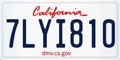 CA license plate 7LYI810