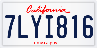 CA license plate 7LYI816