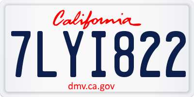 CA license plate 7LYI822