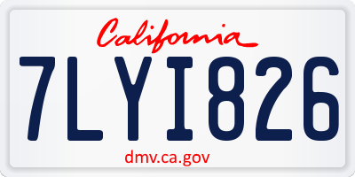 CA license plate 7LYI826