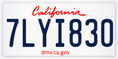 CA license plate 7LYI830