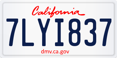 CA license plate 7LYI837