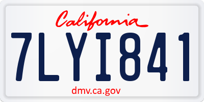 CA license plate 7LYI841