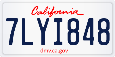 CA license plate 7LYI848