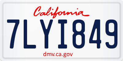 CA license plate 7LYI849