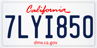 CA license plate 7LYI850