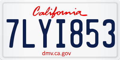 CA license plate 7LYI853