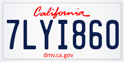 CA license plate 7LYI860