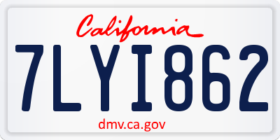 CA license plate 7LYI862