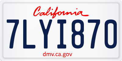 CA license plate 7LYI870