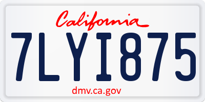 CA license plate 7LYI875