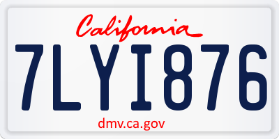 CA license plate 7LYI876