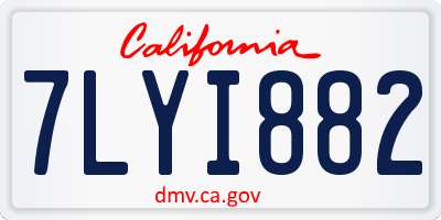 CA license plate 7LYI882