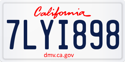 CA license plate 7LYI898