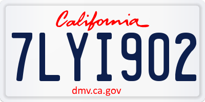 CA license plate 7LYI902