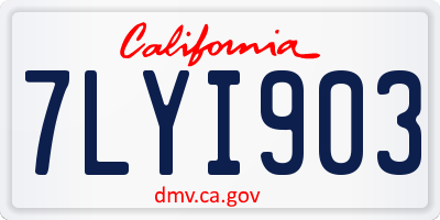 CA license plate 7LYI903