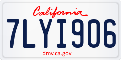 CA license plate 7LYI906