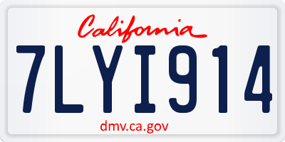 CA license plate 7LYI914