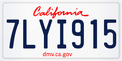 CA license plate 7LYI915
