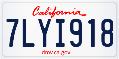 CA license plate 7LYI918