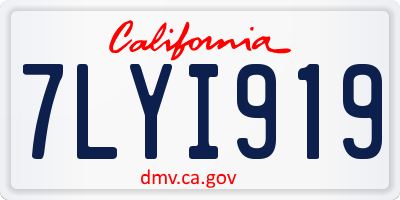 CA license plate 7LYI919